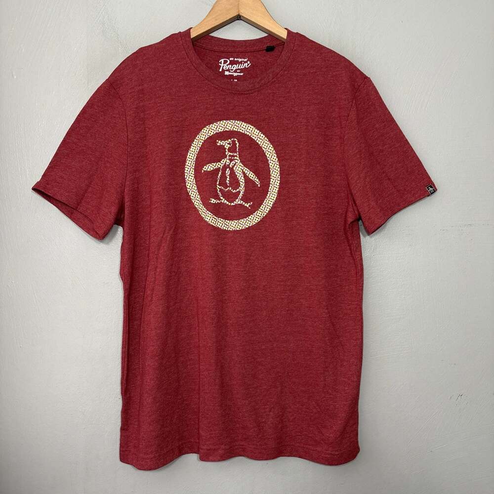 Original Penguin by Munsingwear Tee Shirt Mens Size Large Red Novelty Retro